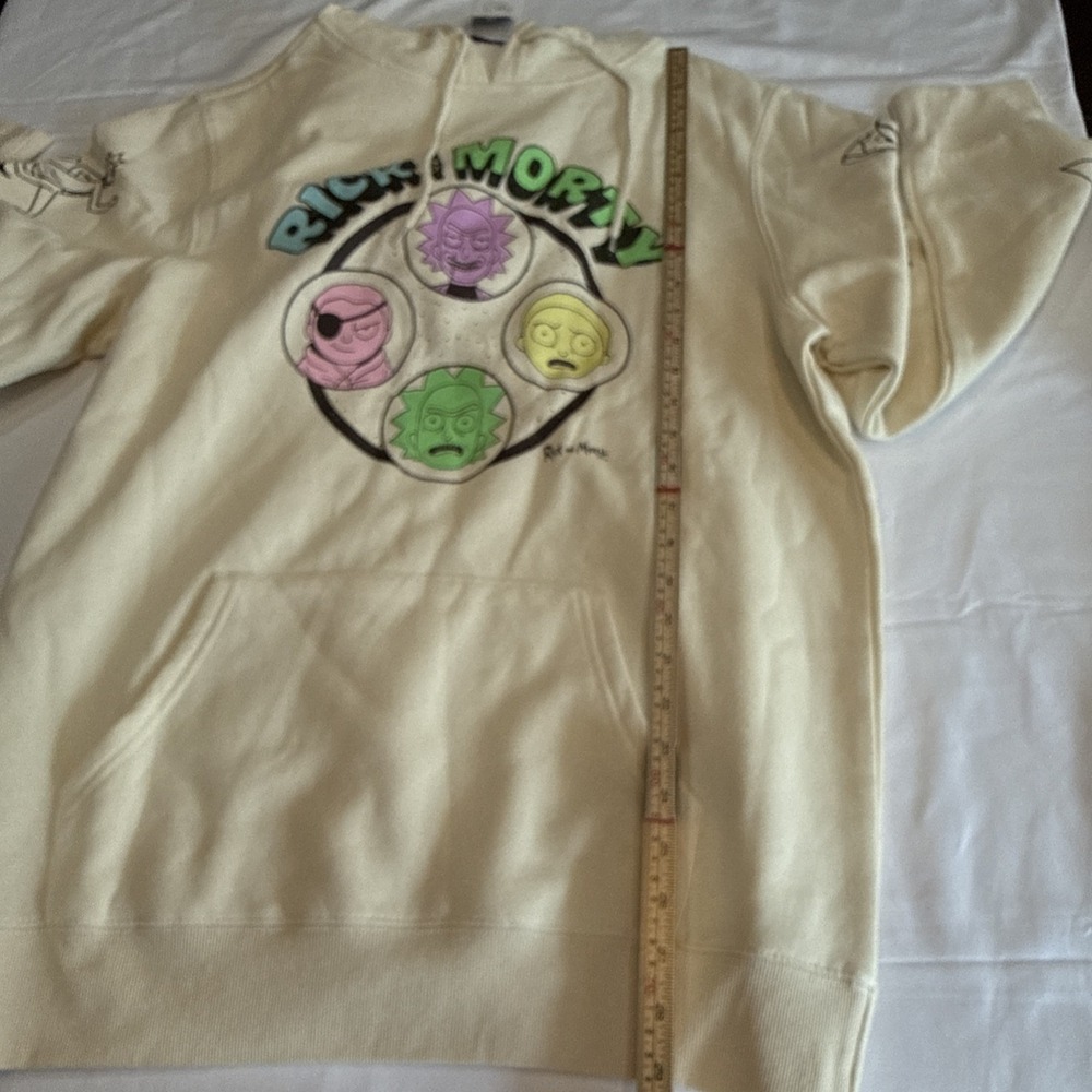 NWT Men's Rick and Morty Ivory Pullover Hoodie Long Sleeve Graphic Print Sz XL - Picture 5 of 9